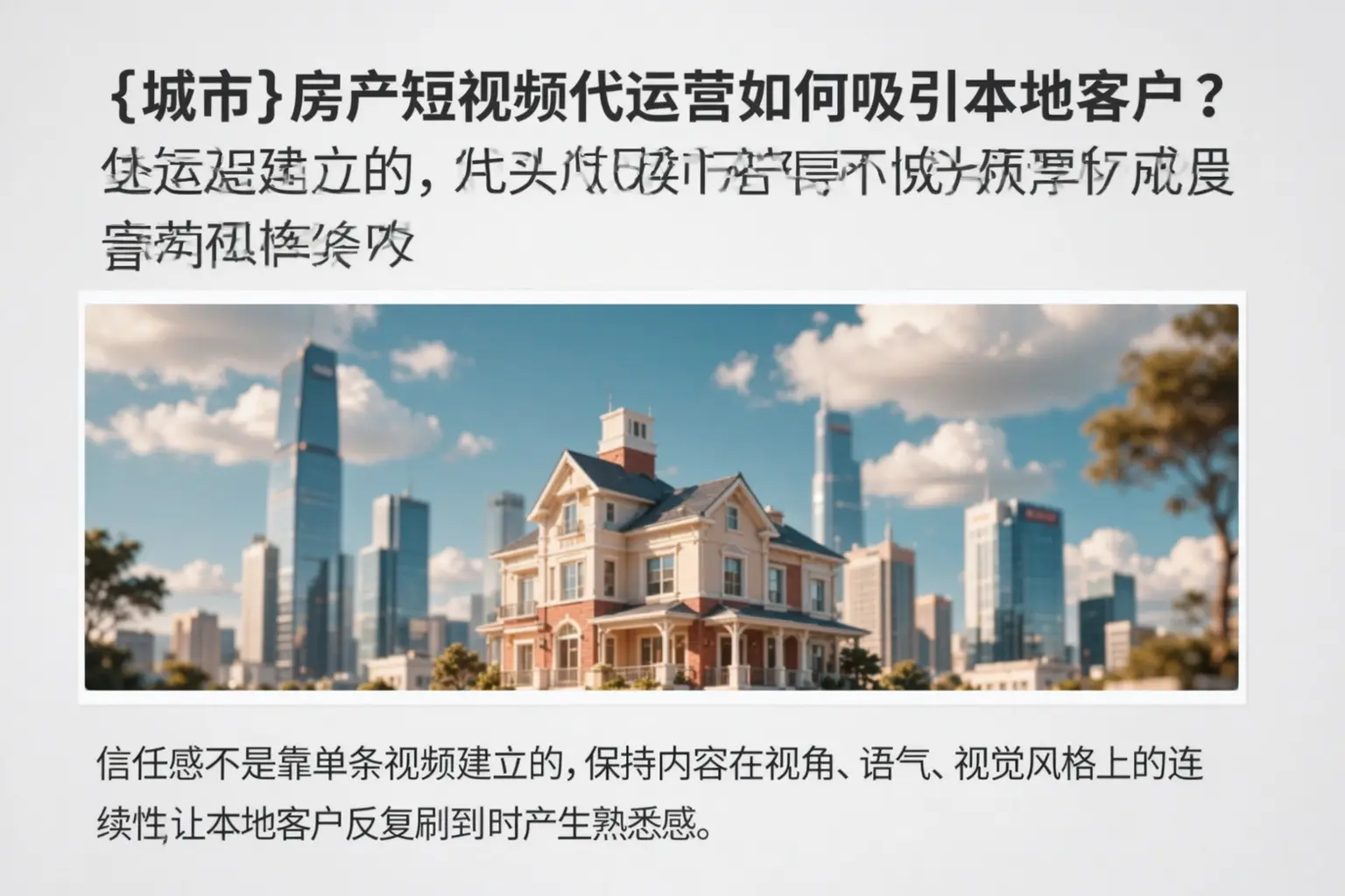 平谷房产短视频代运营如何吸引本地客户?